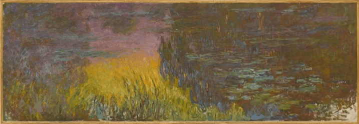 نابینایی کلود مونه: رنگانا، نیلوفرهای آبی – غروب خورشید، 1915-1926، موزه نارنجی، پاریس، فرانسه.